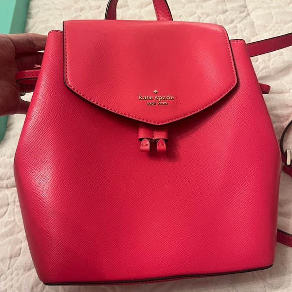 NWOT KATE SPADE Lizzie Medium Flap Saffiano Leather Backpack in Bikini Pink - Picture 9 of 10